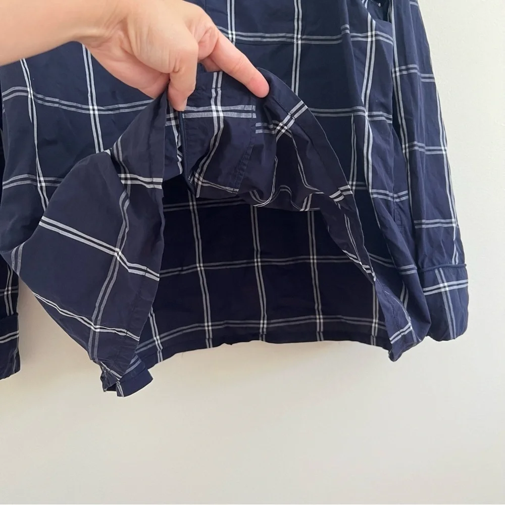 J.Crew Mens Navy‎ Plaid Button Down Shirt Pajama Top Cotton Sleepwear 3X Casual